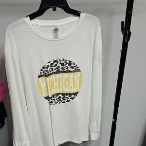 Michigan Graphic Long Sleeve Top - White
